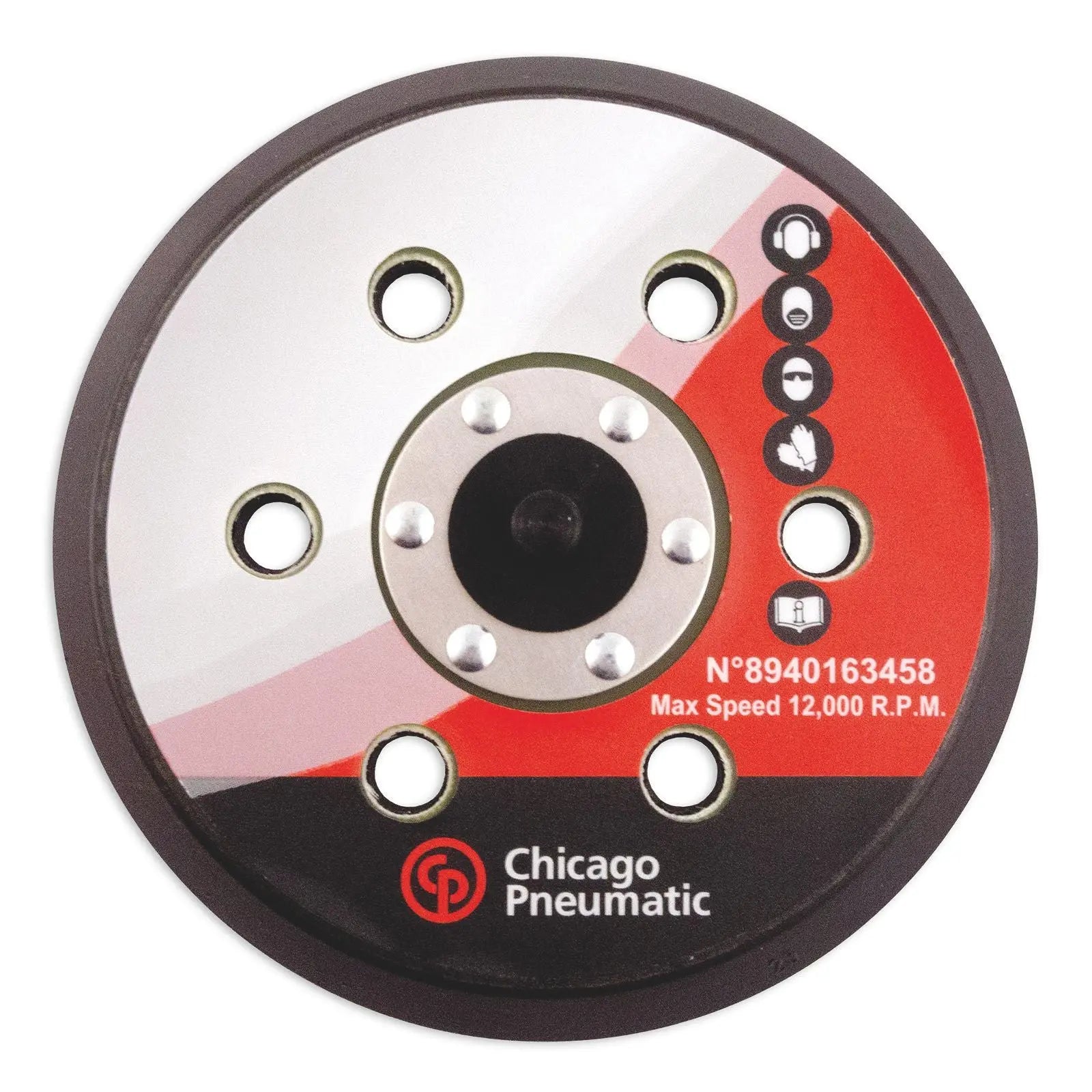 Chicago Pneumatic 6 in Hook and Loop Pad with 6 Holes, 5/16 - 24, 123GR CP - CP 8940163458 Chicago Pneumatic
