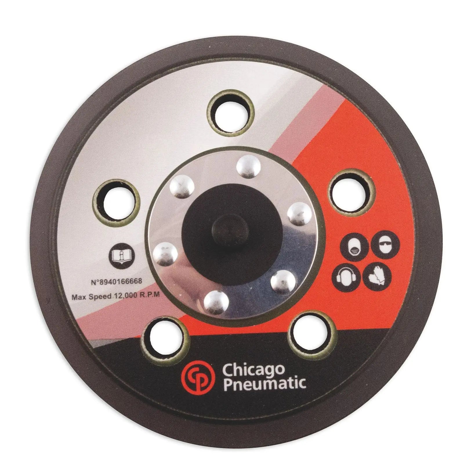 Chicago Pneumatic 5 in Hook and Loop Pad with 5 Holes, 5/16 - 24, 121GR - CP 8940166668 Chicago Pneumatic
