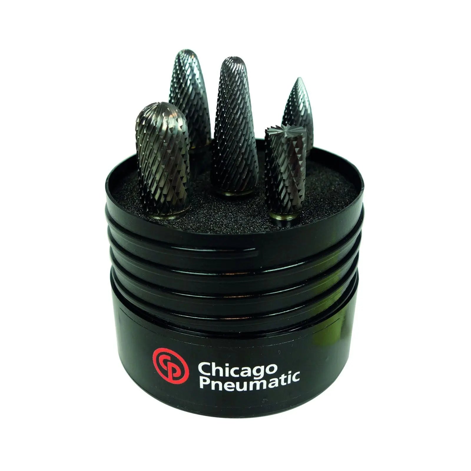 Chicago Pneumatic Set of 5 1/4 in Shank Double Cut Burr Kit, Imp - CP 8940172242 Chicago Pneumatic