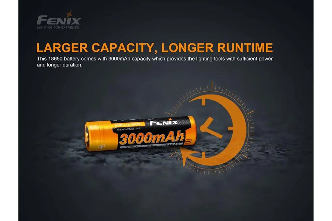 Fenix 18650 Rechargeable Battery, 3000mAh - F FX-ARBL183000P Fenix