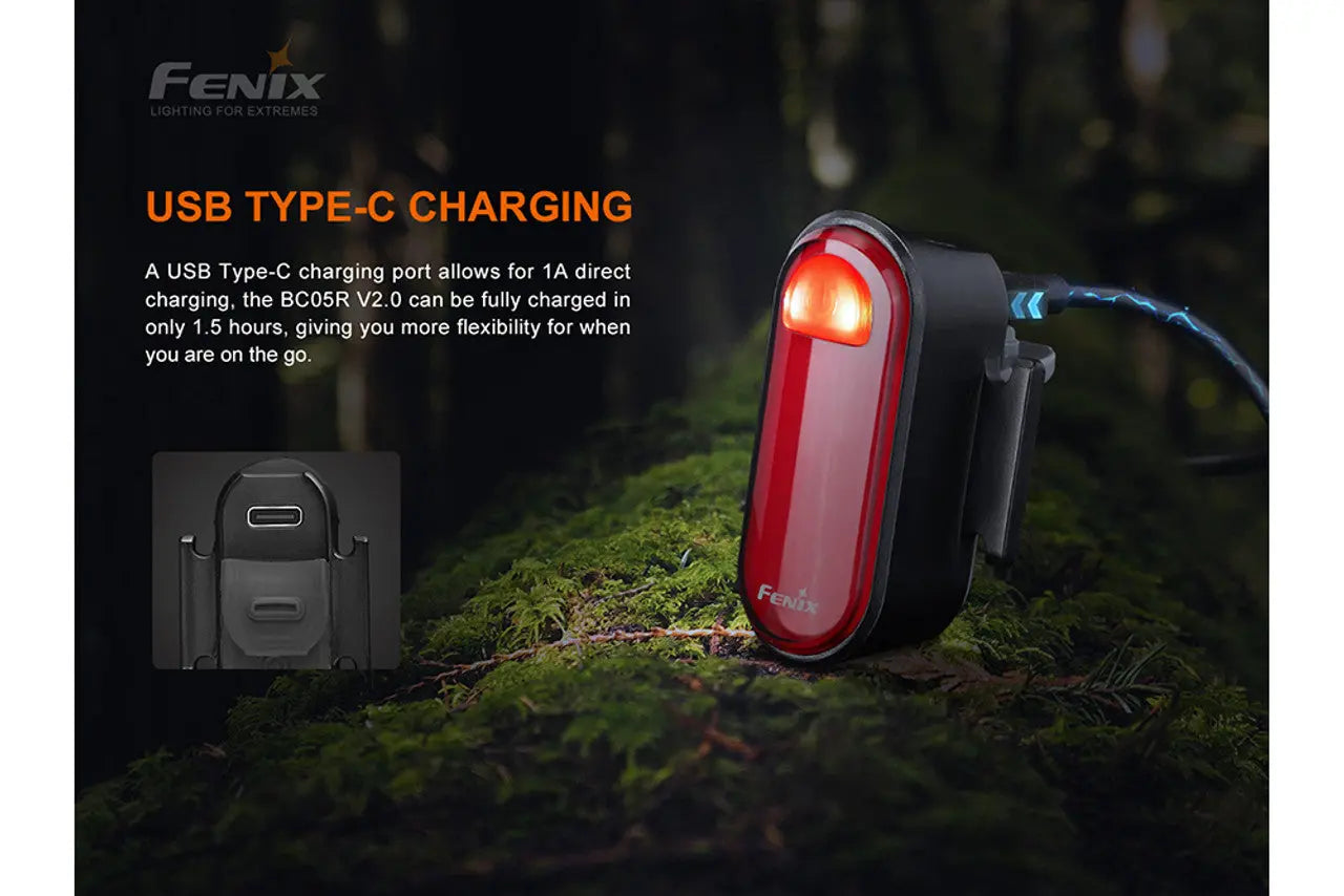 Fenix 15 Lumen Red Rechargeable Tail Light - F FX-BC05R-V2 Fenix