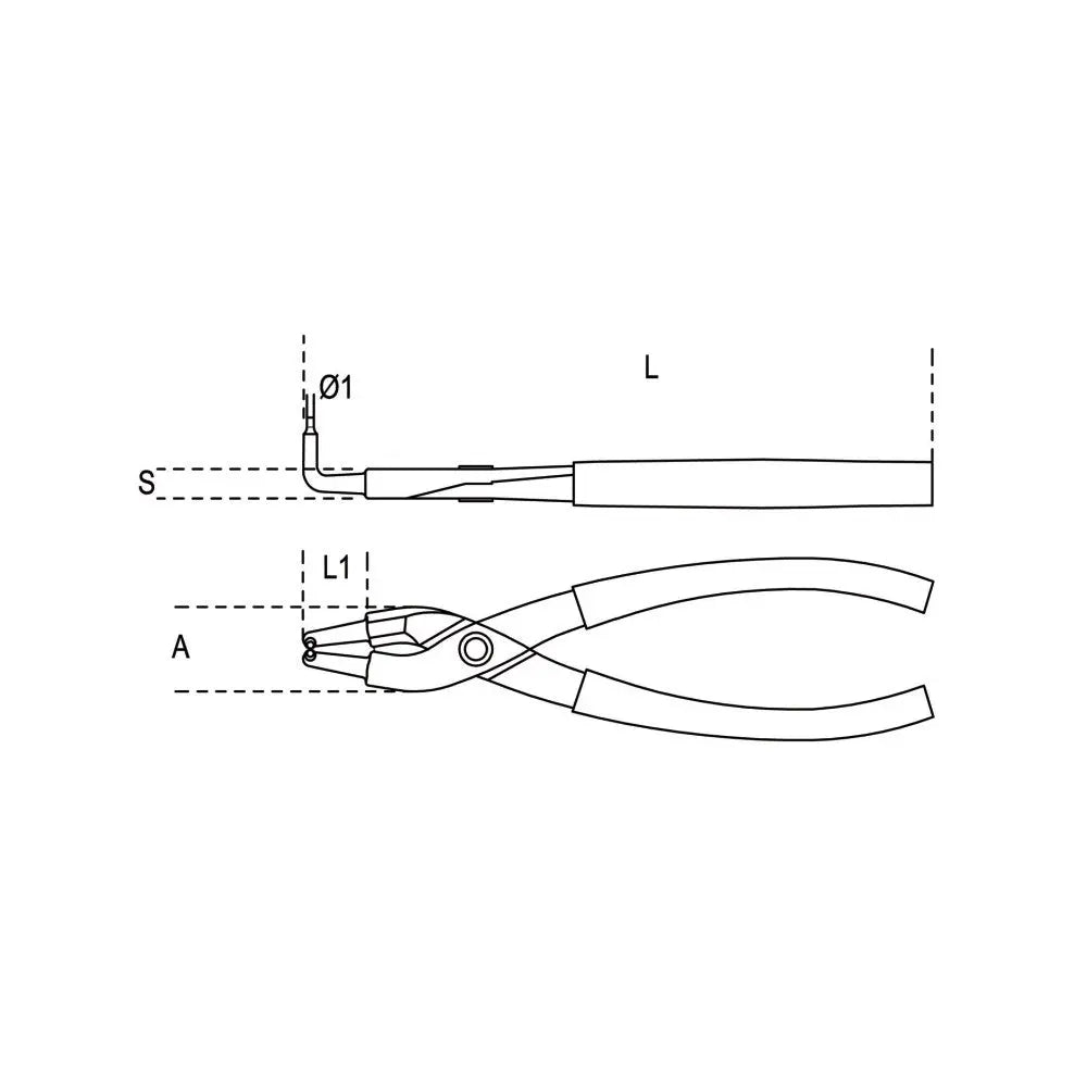 Beta Tools (Article# 1034L) 90 deg Curved Long Nose Snap Ring Plier - BT 10340320 Beta Tools