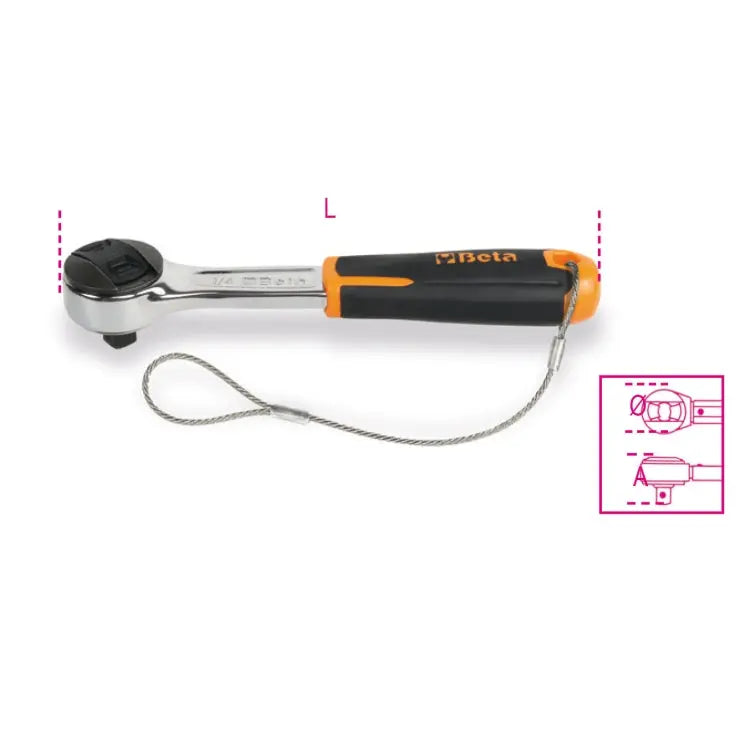 Beta Tools (Article# 900HS/55) 1/4 in Male Square Drive Reversible Ratchet with H-SAFE Anti-Fall System - BT 009004155 