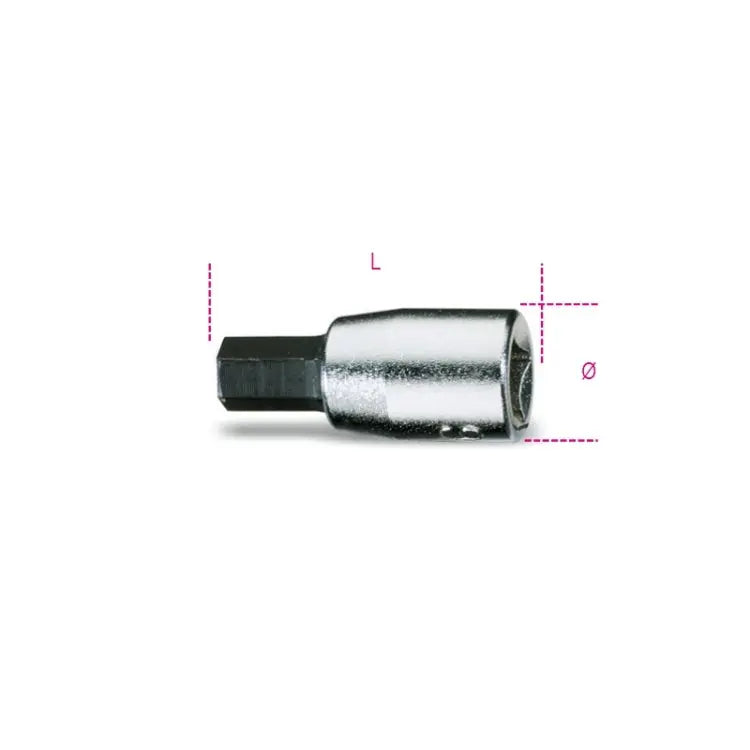 Beta Tools (Article# 900PE-AS 1/8) 1/8 in, 1/4 in Drive Hexagon Bit Socket, Chrome-Plated, Burnished Inserts - BT 9000521 Beta Tools
