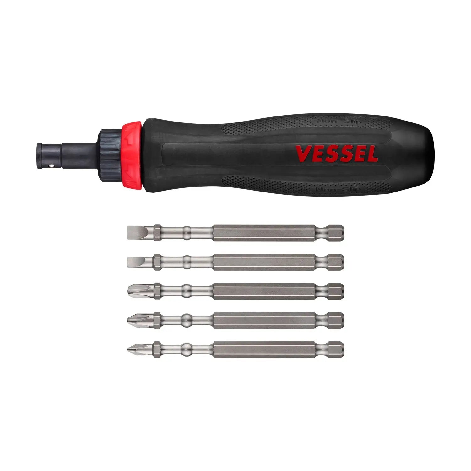 Vessel Tools MEGADORA Interchangeable Ratchet Screwdriver with 5-Piece Bit Set - VL 900RT5PU