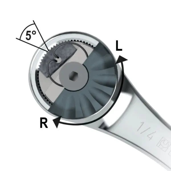 Beta Tools (Article# 900/55Z) 1/4 in Male Square Drive Chromium-Plated Reversible Ratchet with 72-Tooth Mechanism - BT 009000882 