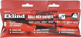 Eklind Set of 8 SD Series Ball End Hex Screwdriver with Pouch 0.05 - 5/32 in - EK 90108 Hex Screwdriver Set Eklind