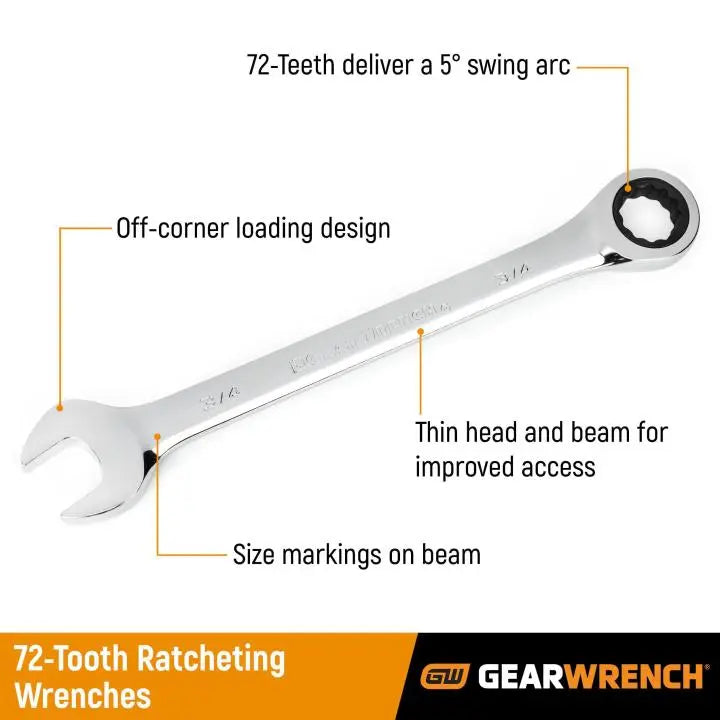 GEARWRENCH Set of 20 72-Tooth SAE/Metric Ratcheting Combination Wrenches - GW 35720-06 Wrench Set GEARWRENCH