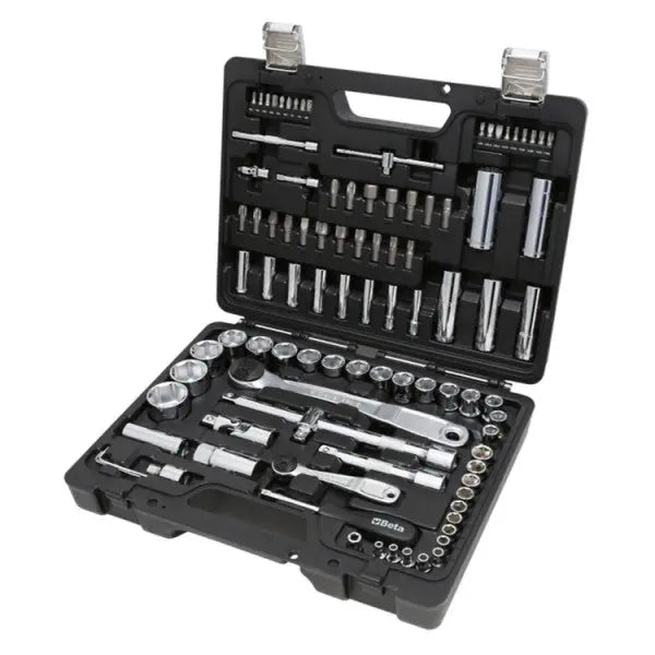 Beta Tools (Article# 903E/C98) Set of 98 Socket 45-1/4 in - 1/2 in Hand Sockets, 35 Bits, Offset Hexagon Key, 14 Accessories - BT 9031098 Beta Tools
