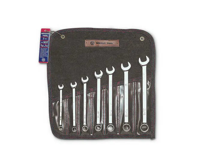 Wright Tool Set of 7 12-Point SAE Polished Combination Wrench, 3/8 to 3/4 in - WT 907 Combination Wrench Set Wright Tool