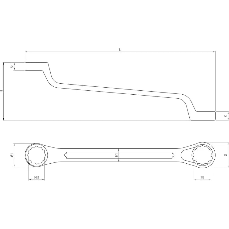 Beta Tools (Article# 90AS 11/16X3/4) Double Ended Deep Offset Ring Wrench - BT 000900230 