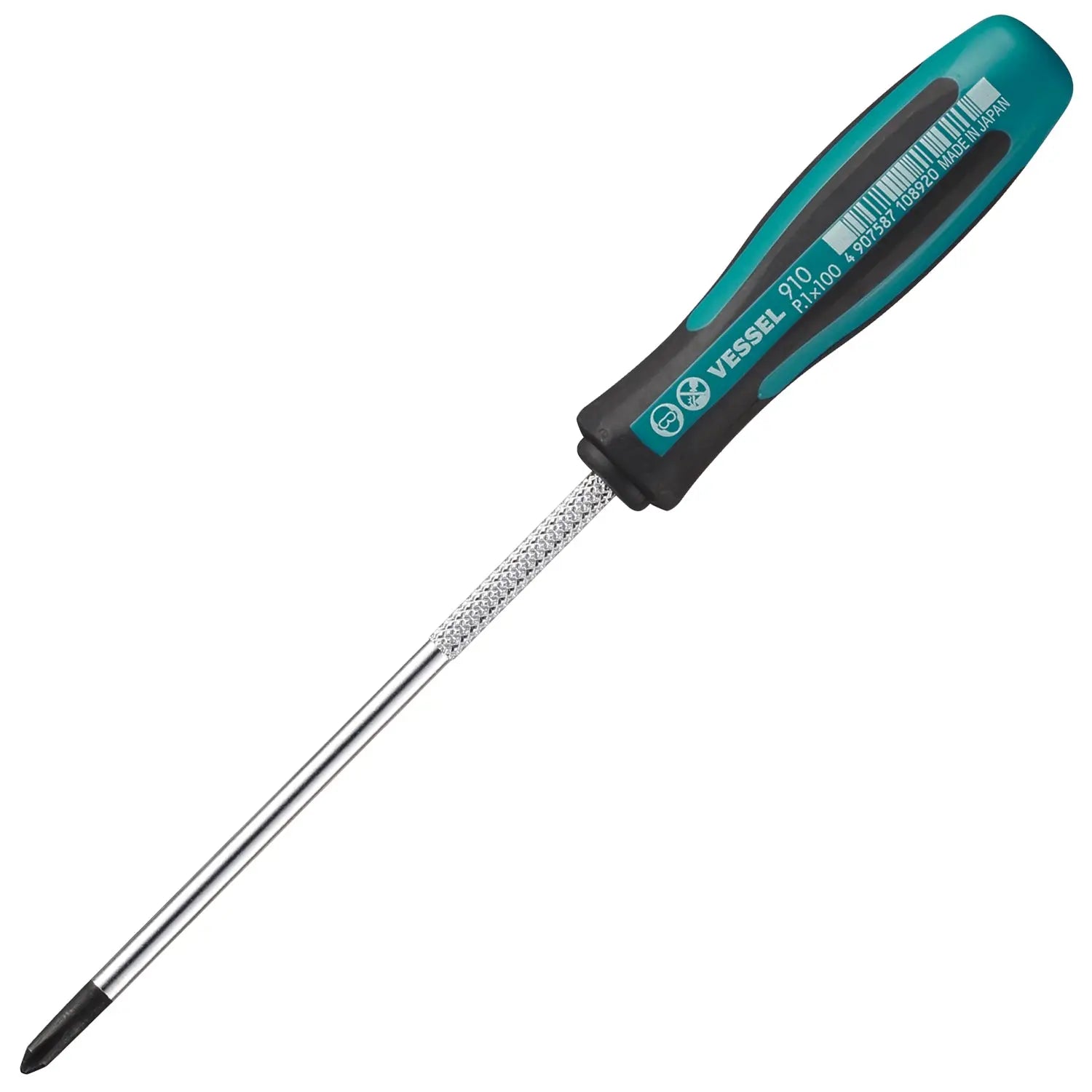 Vessel Tools Megadora Thin Shank Screwdriver, PH1 x 100mm - VL 910P1100 Vessel Tools
