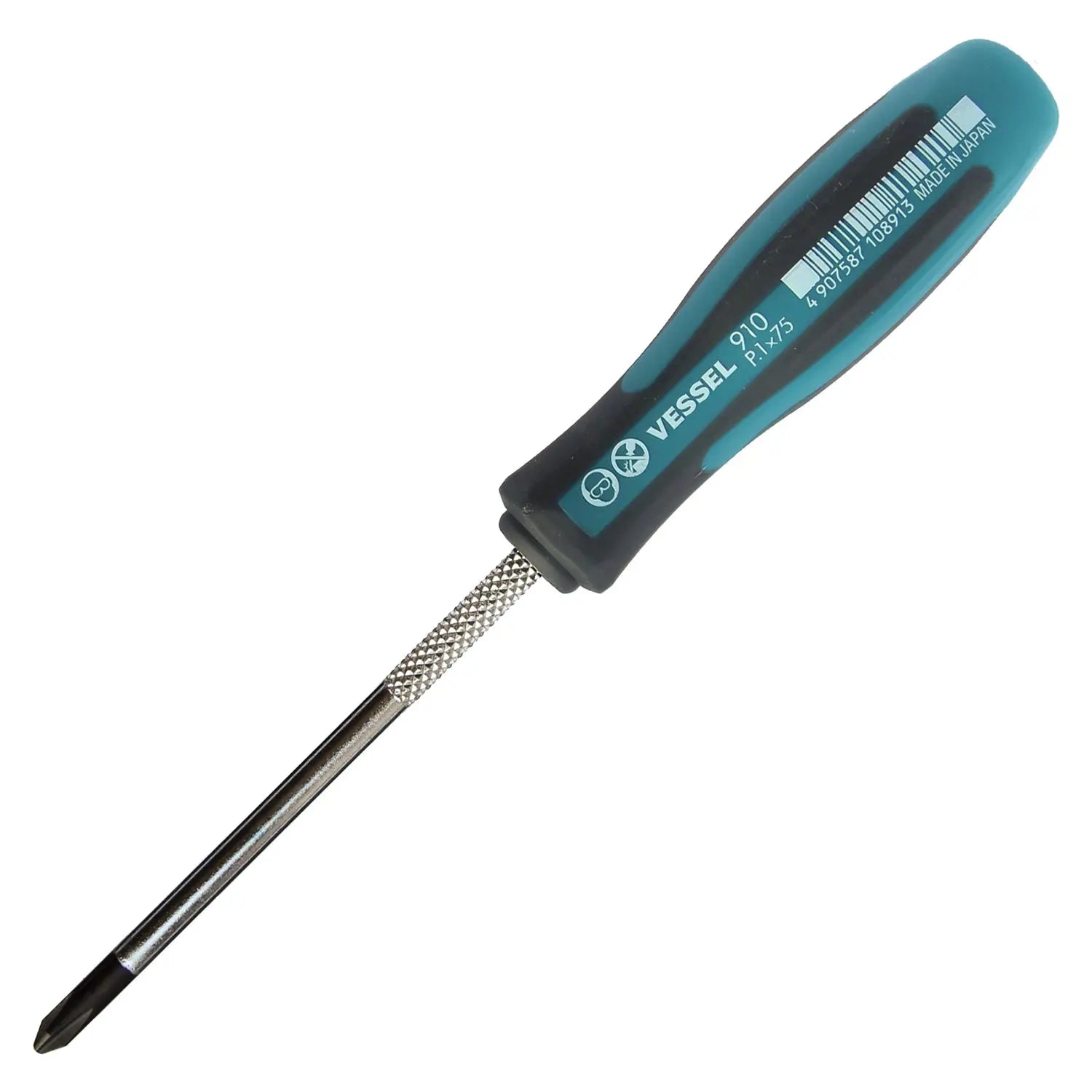 Vessel Tools Megadora Thin Shank Screwdriver, PH1 x 75mm - VL 910P175 Vessel Tools