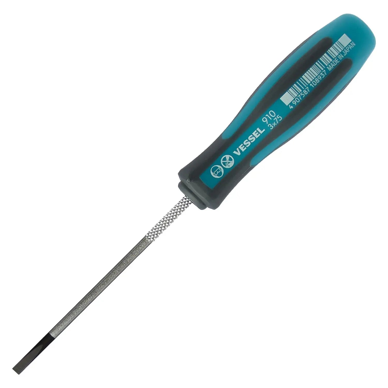 Vessel Tools Megadora Thin Shank Slotted Screwdriver, 3 x 75mm - VL 910S375 Vessel Tools