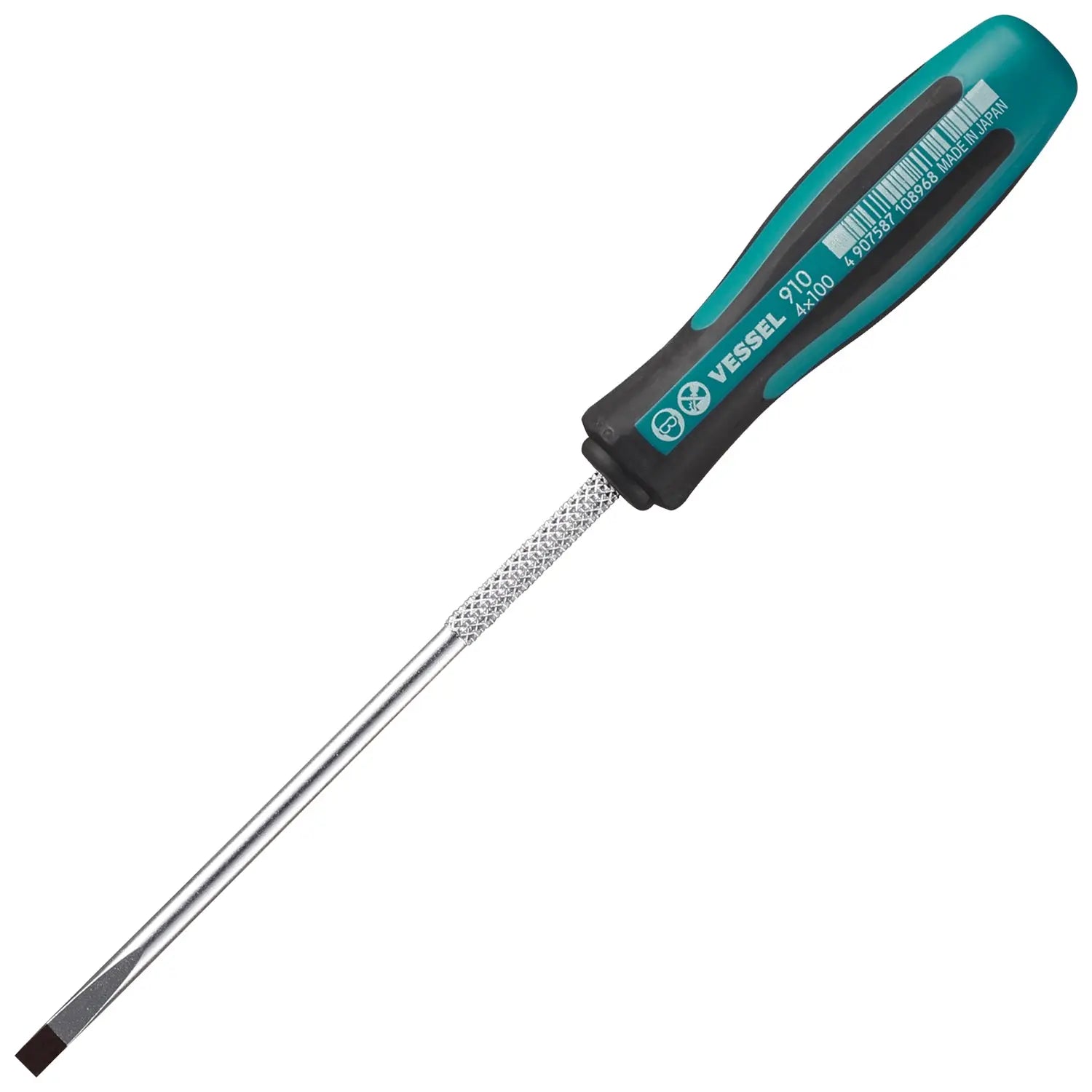 Vessel Tools Megadora Thin Shank Slotted Screwdriver, 4 x 100mm - VL 910S4100 Vessel Tools