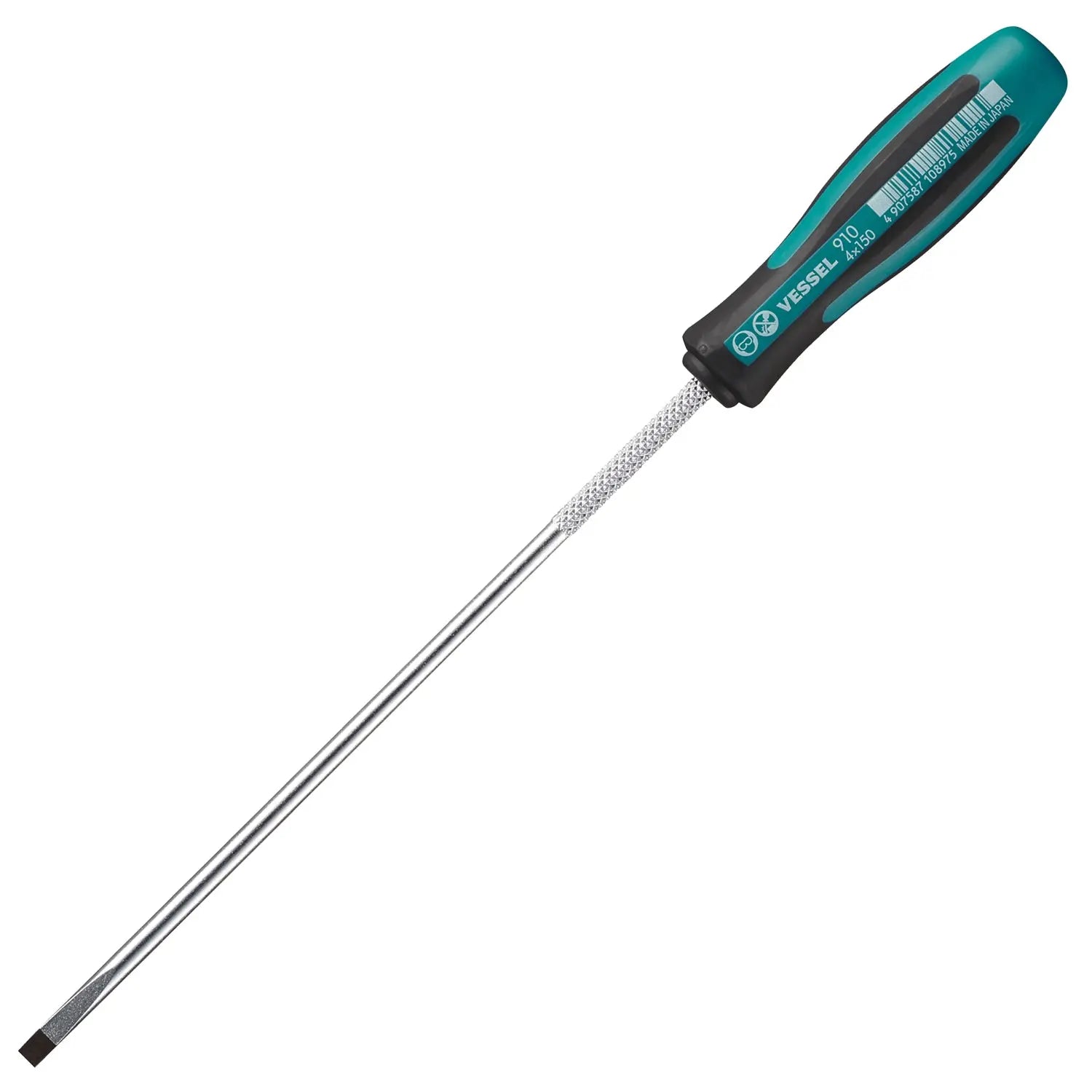 Vessel Tools Megadora Thin Shank Slotted Screwdriver, 4 x 150mm - VL 910S4150 Vessel Tools