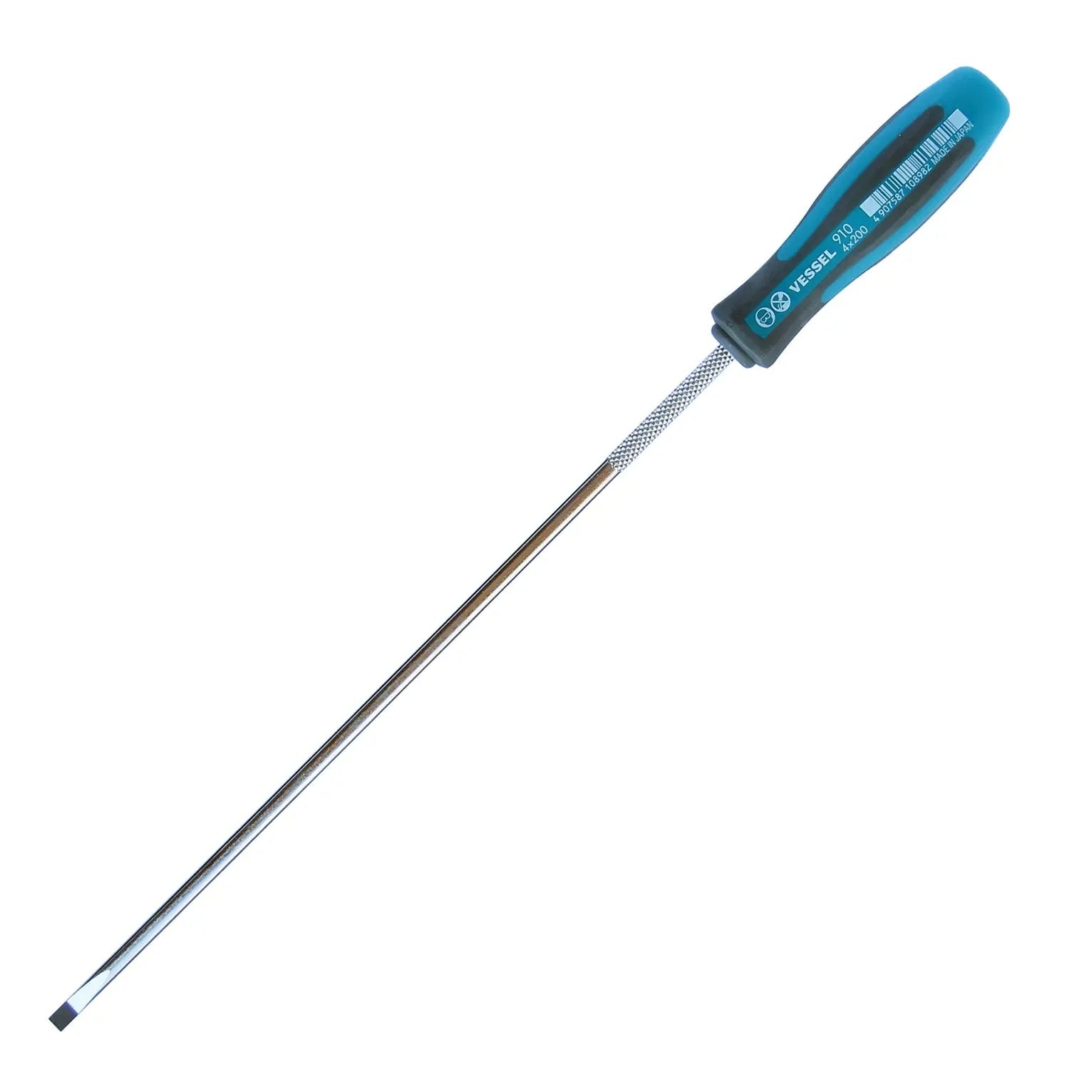 Vessel Tools Megadora Thin Shank Slotted Screwdriver, 4 x 200mm - VL 910S4200 Vessel Tools