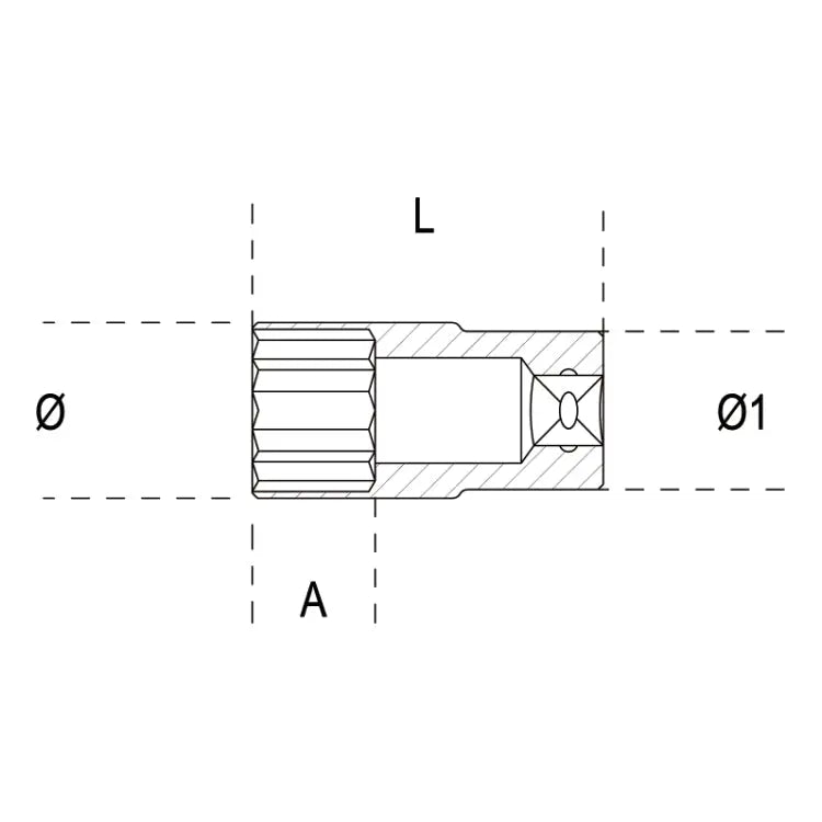 Beta Tools (Article# 910AL 14) 14mm, Hexagon Hand Socket, Long Series, 6 Point 3/8 in Drive, Chrome-Plated - BT 9100164 Beta Tools