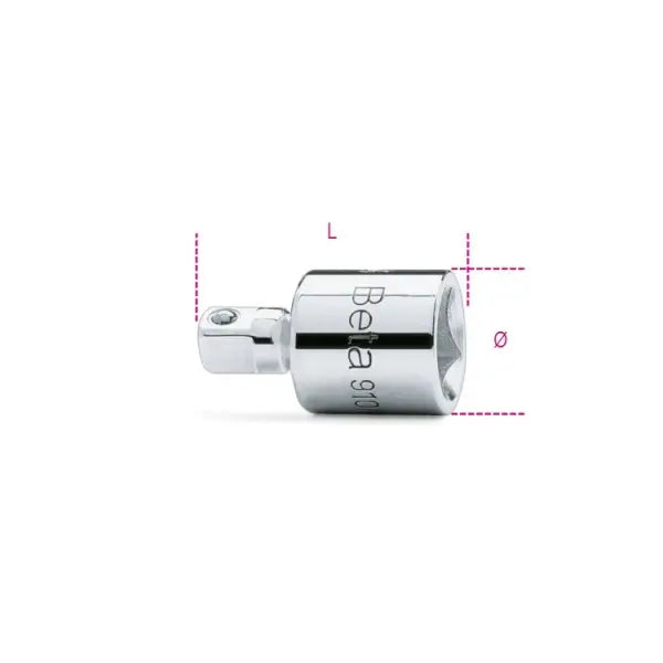 Beta Tools (Article# 910/15) Socket Adapter, 3/8 in Female and 1/4 in Male Drives, Chrome-Plated - BT 9100810 Beta Tools