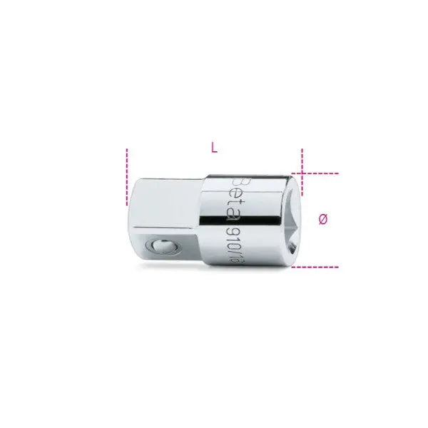 Beta Tools (Article# 910/16) Socket Adapter, 3/8 in Female and 1/2 in Male Drives, Chrome-Plated - BT 9100814 Beta Tools