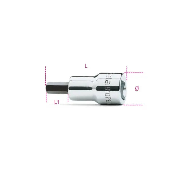 Beta Tools (Article# 910PE 7) 7mm, 3/8 in Drive Hexagon Bit Socket, Chrome-Plated - BT 9100497 Beta Tools
