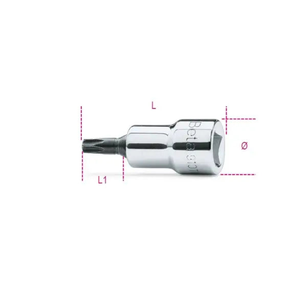 Beta Tools (Article# 910TX 45) 3/8 in Socket Driver for Torx Head Screws, Chrome-Plated, T45 - BT 9100525 Beta Tools