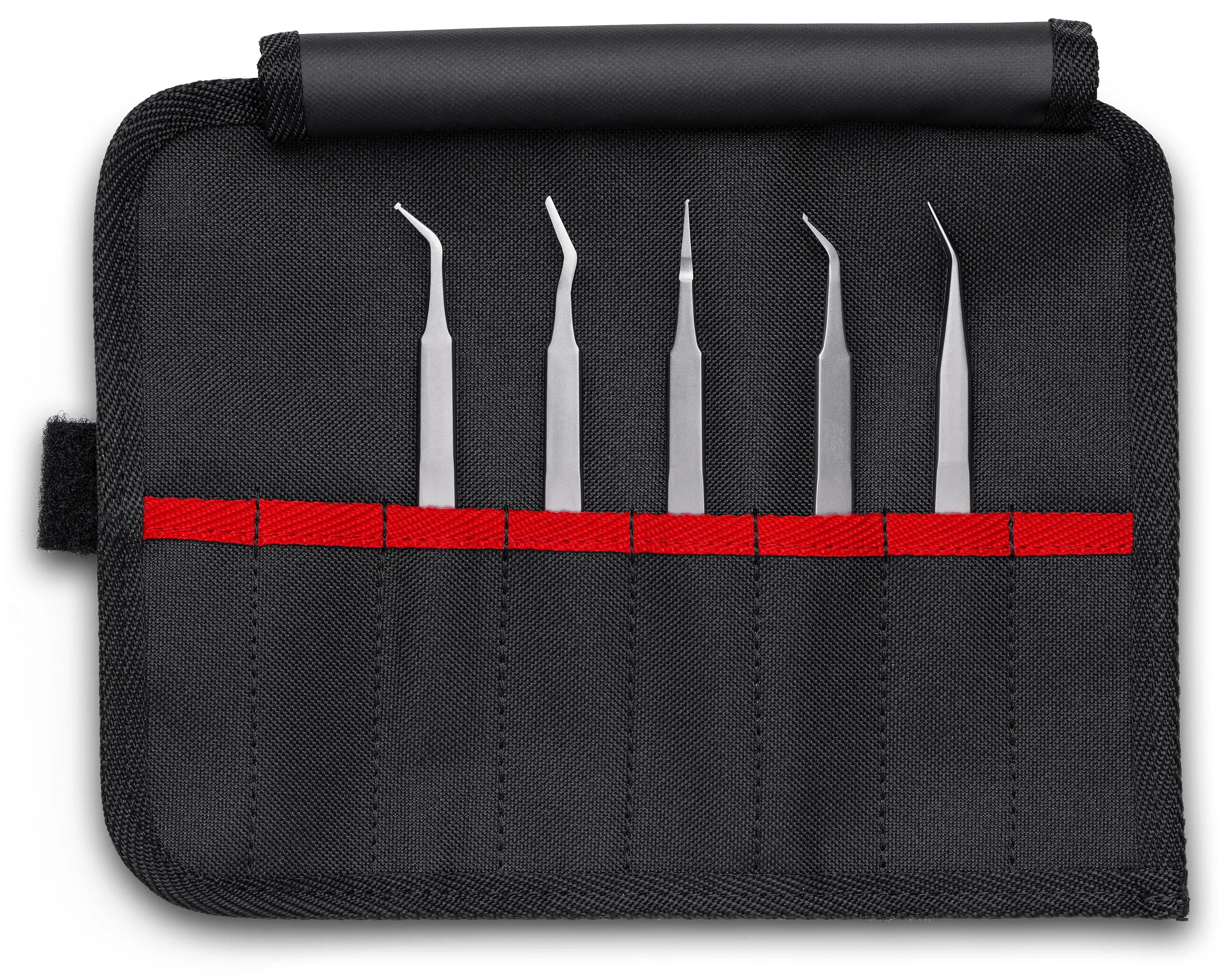 Knipex 92 00 03 KN | 6 Pc Stainless Steel Tweezers Set in Tool Roll, SMD Knipex
