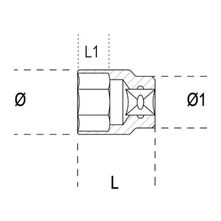 Beta Tools (Article# 920INOX-A 16) 16mm, Hexagon Hand Socket, 6 Point 1/2 in Drive, INOX Stainless Steel - BT 9203016 Beta Tools