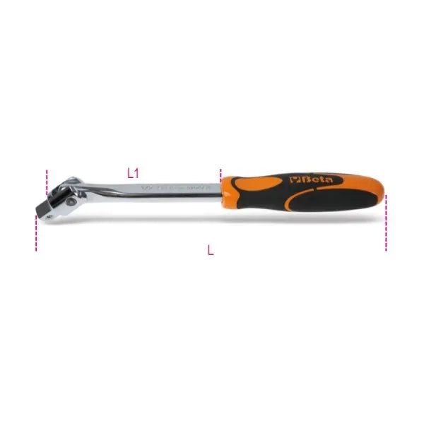 Beta Tools (Article# 920/35A) 1/2 in Swivel Drive Handle, Chrome-Plated - BT 9200846 Beta Tools