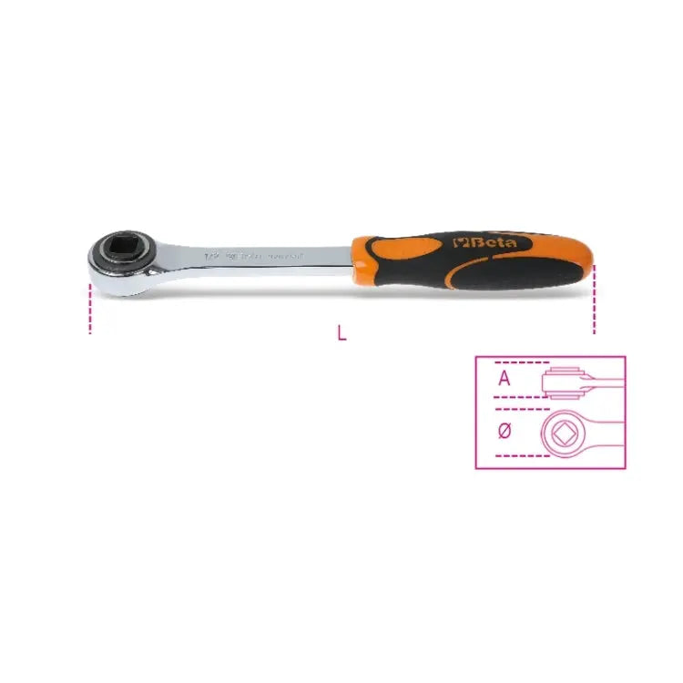 Beta Tools (Article# 920/50F) 1/2 in Female Square Drive Ratchet, 72 Teeth, Chrome-Plated - BT 9200889 Beta Tools