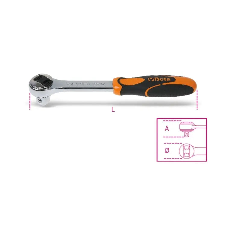 Beta Tools (Article# 920/55X) 1/2 in Drive Reversible Ratchet, 72 Teeth - BT 9200895 Beta Tools