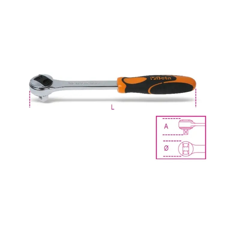 Beta Tools (Article# 16.7272727272727) 1/2 in Drive Reversible Ratchet, 72 Teeth - BT 9200882 Beta Tools