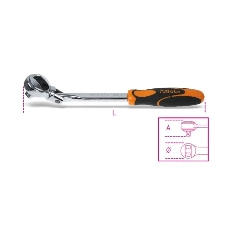 Beta Tools (Article# 920/56A) 1/2 in Drive Swivel Reversible Ratchet, 72 Teeth - BT 9200911 Beta Tools