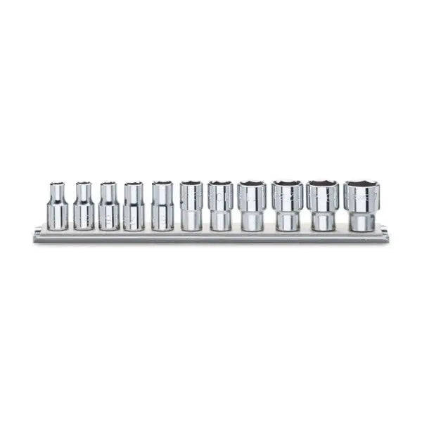 Beta Tools (Article# 920A-AS/SB11) Set of 11 Hexagon Hand Sockets on Rail, 6 Point 1/2 in Drive, 3/8 in - 1 in - BT 9200295 Beta Tools