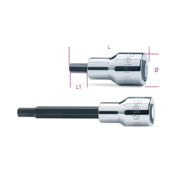 Beta Tools (Article# 920PE 9) 9mm, 1/2 in Drive Hexagon Bit Socket, Chrome-Plated - BT 9200425 Beta Tools