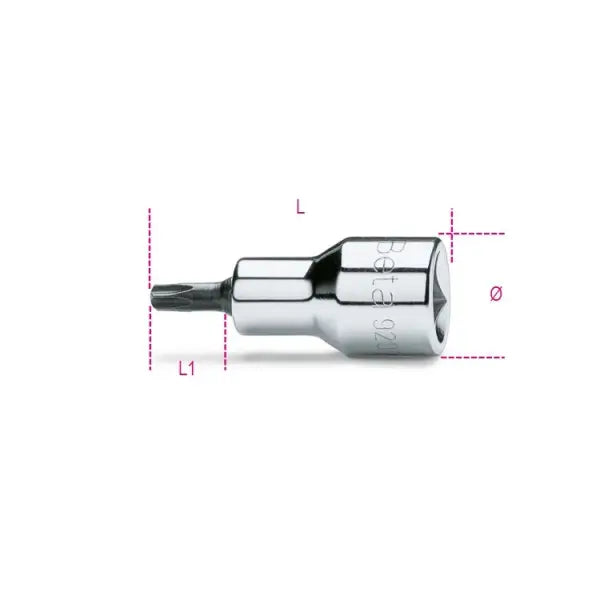 Beta Tools (Article# 920TX-L 40) 1/2 in Socket Driver for Torx Head Screws, Chrome-Plated, T40L - BT 9200535 Beta Tools