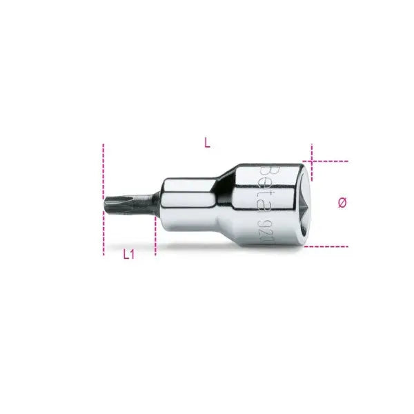 Beta Tools (Article# 920TX 40) 1/2 in Socket Driver for Torx Head Screws, Chrome-Plated, T40 - BT 9200524 Beta Tools