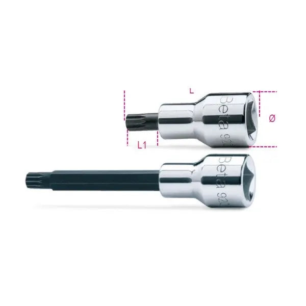 Beta Tools (Article# 920XZN 12L) M12L Socket Driver with XZN Profile, Chrome-Plated - BT 9200569 Beta Tools