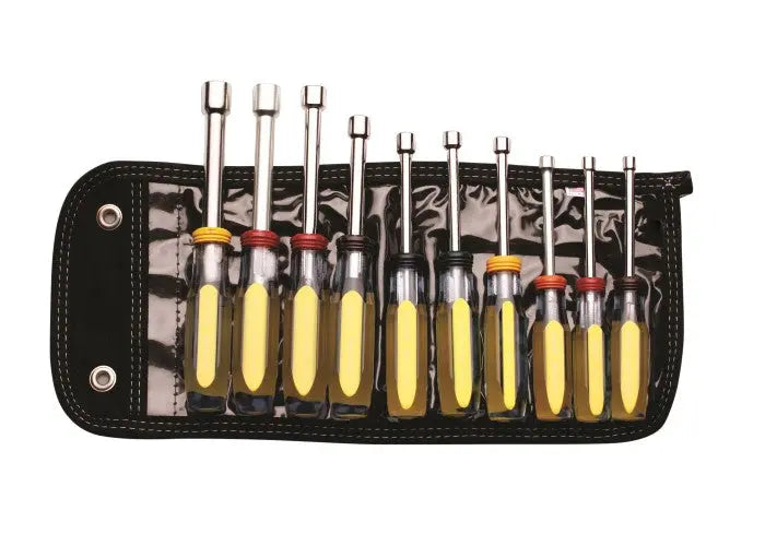 Wright Tool Set of 10 Hollow Shaft Nut Driver with Pouch, 3/16 to 9/16 in - WT 9214 Nut Driver Set Wright Tool