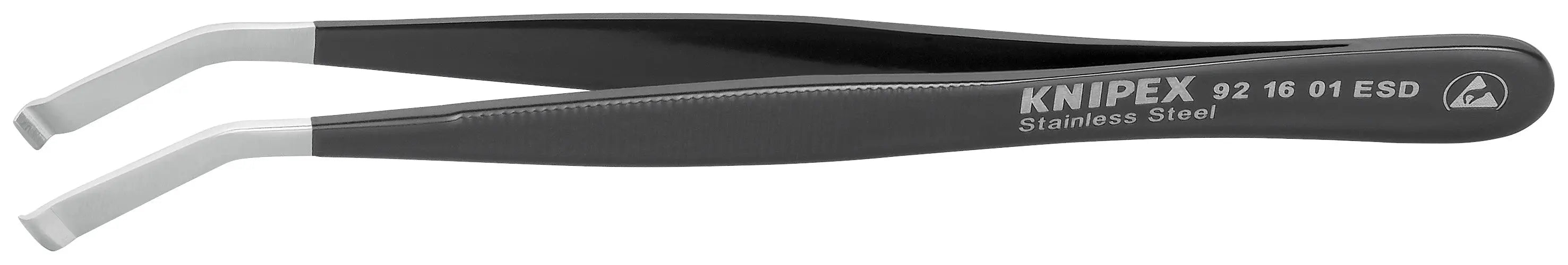 Knipex 92 16 01 ESD KN | Stainless Steel Positioning Tweezers, 35 degree Angled, ESD Knipex