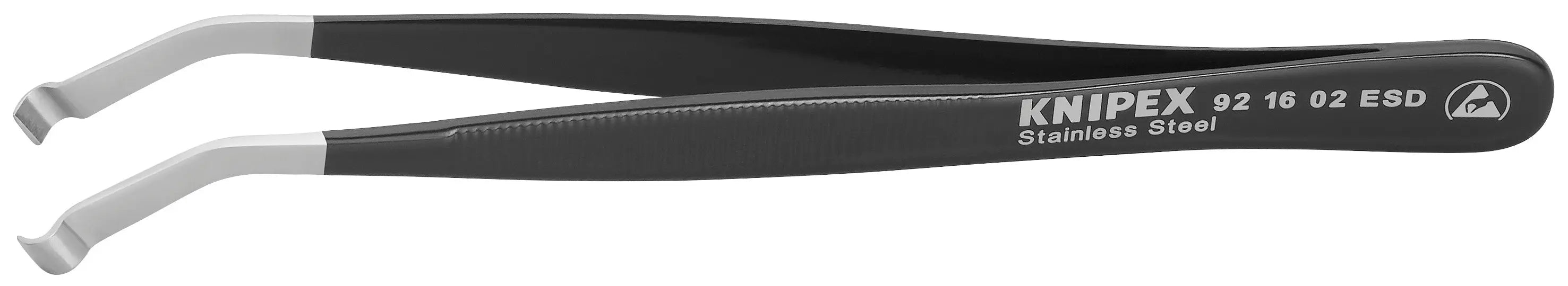 Knipex 92 16 02 ESD KN | Stainless Steel Positioning Tweezers, 35 degree Angled, ESD Knipex