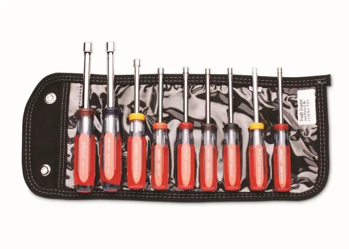 Wright Tool Set of 9 Metric Hollow Shaft Nut Driver with Pouch, 4mm to 11mm - WT 9218 Nut Driver Set Wright Tool