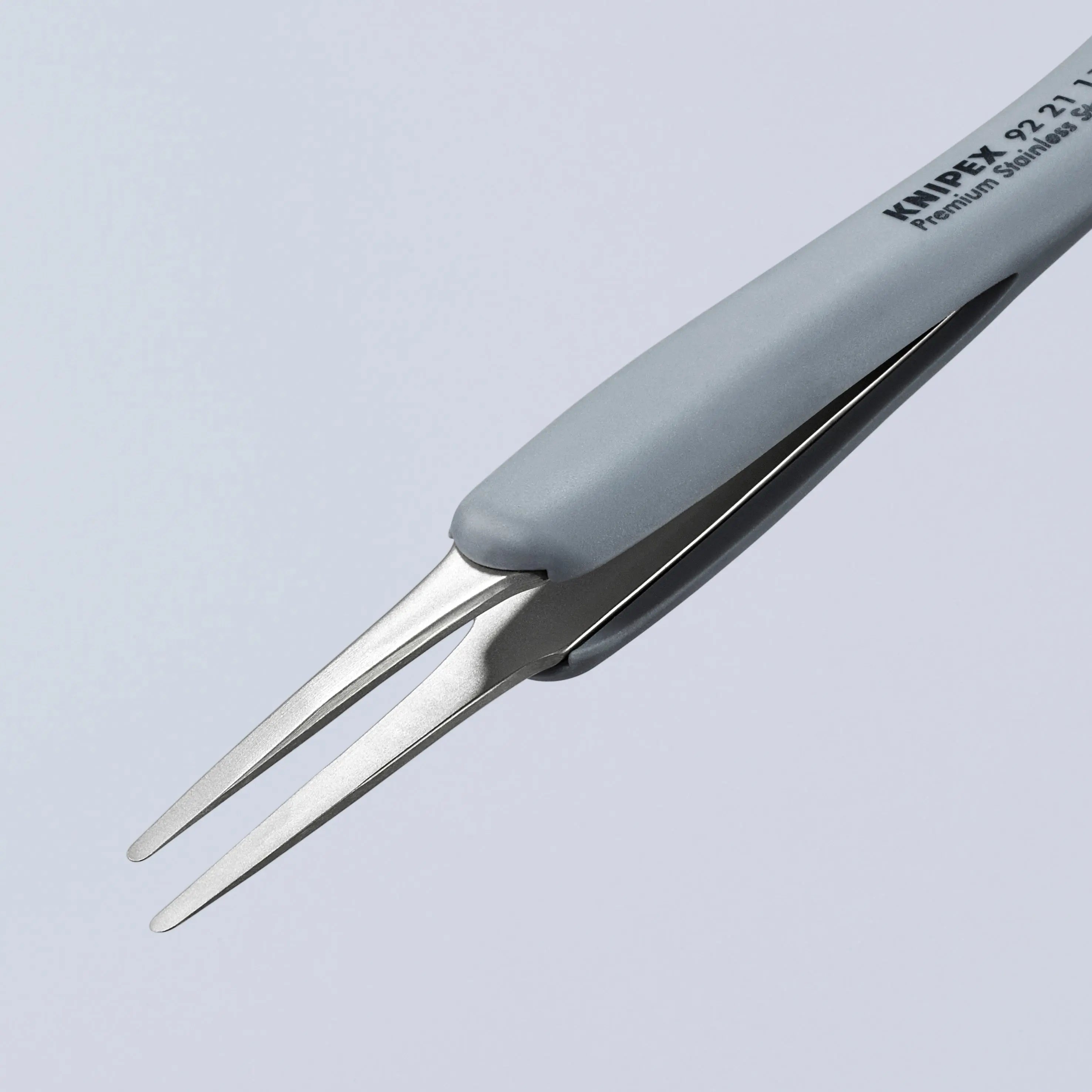 KNIPEX 4" Premium Stainless Steel Precision Tweezers-Blunt Tips-ESD Rubber Handles - 92 21 11 ESD Tweezers Knipex