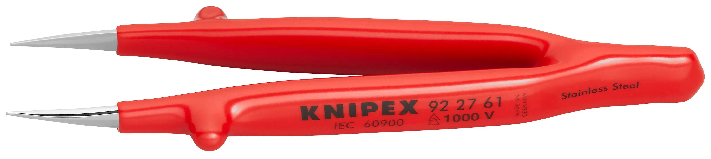 Knipex 92 27 61 KN | Stainless Steel Gripping Tweezers, Pointed Tips, 1000V Insulated Knipex