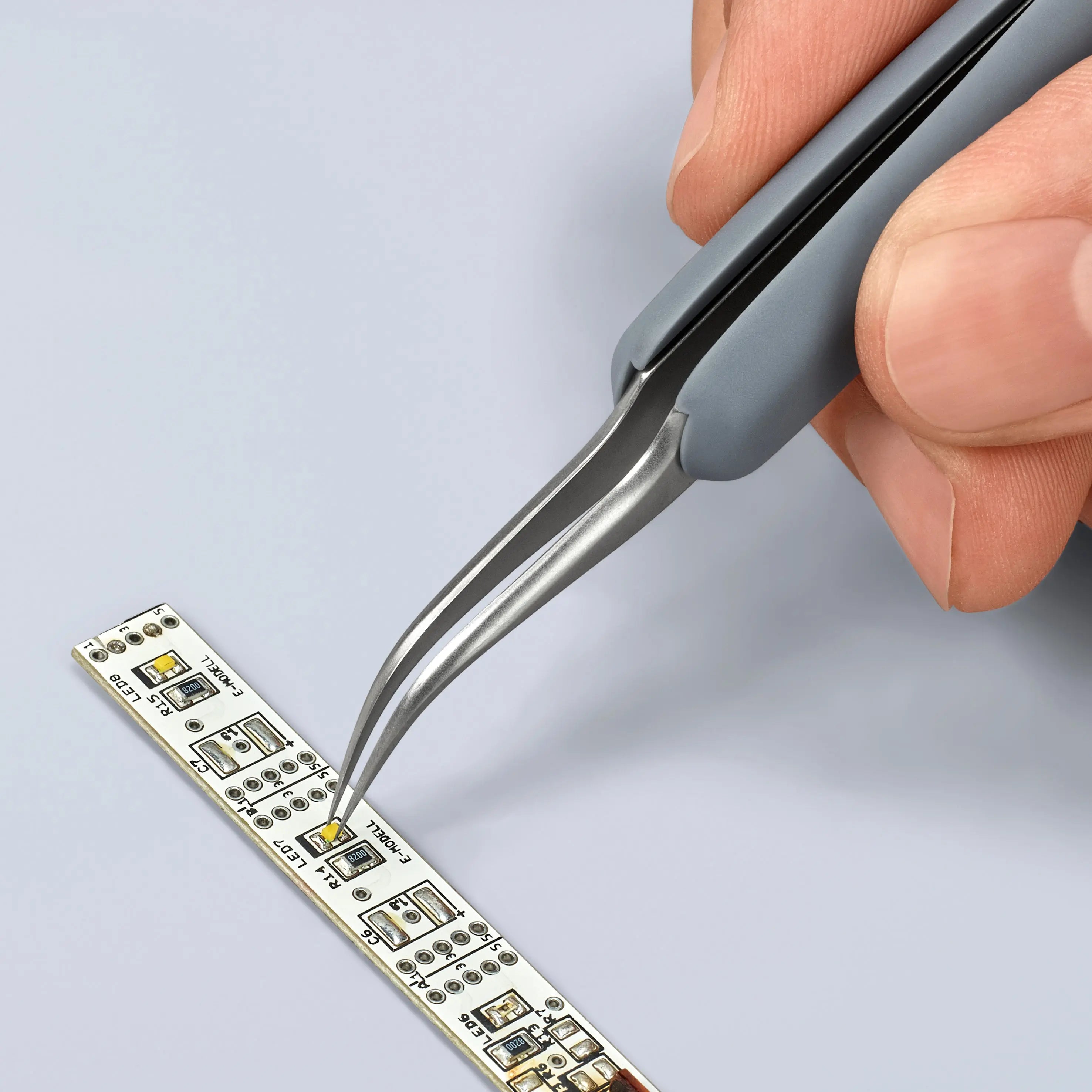 KNIPEX 5" Premium Stainless Steel Precision Tweezers-45Angled-Needle-Point Tips-ESD - 92 31 10 ESD Tweezers Knipex