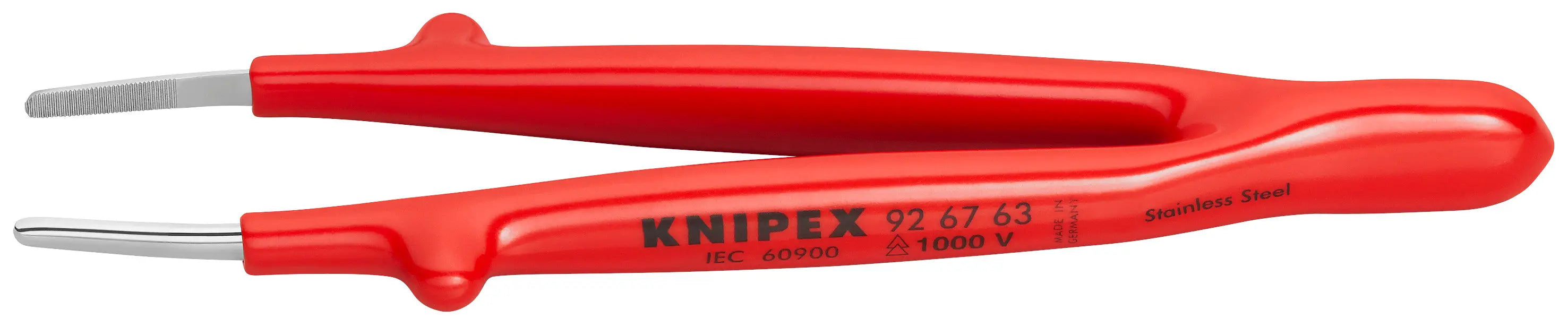 Knipex 92 67 63 KN | Stainless Steel Gripping Tweezers Blunt Tips, 1000V Insulated Knipex