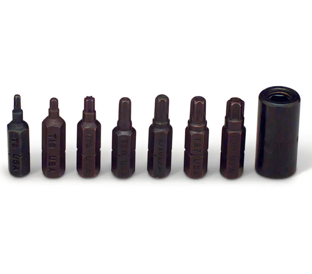 Wright Tool Set of 8 1/4 in Drive Hexagon and Square Torx Bit Holder, T8 to T30 - WT 9295 Torx Bit Holder Set Wright Tool