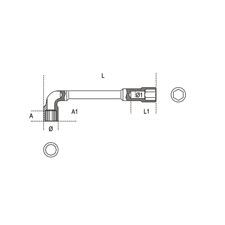 Beta Tools Chrome-Plated Double Ended Hexagon / Bi-Hexagon Socket Wrench - BT 009370021 