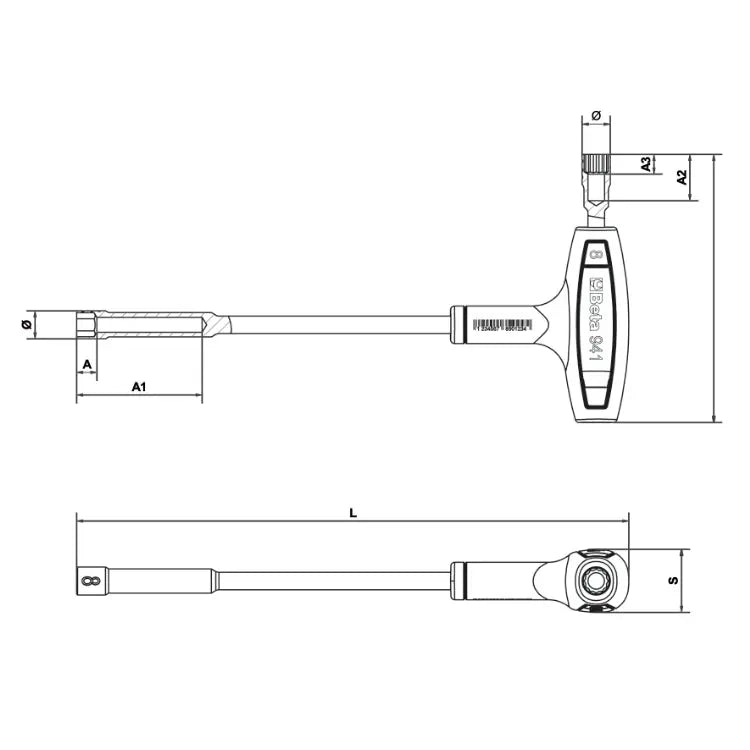 Beta Tools (Article# 941 13) 13mm Hexagon/Bi-Hex Socket Wrench, 6/12 Point with High Torque Handle - BT 9410113 Beta Tools