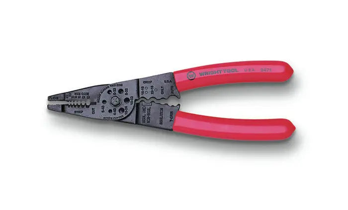 Wright Tool Wire Stripping Plier with Cutter/Crimper, 5-in-1 Combination Tool, 10-22 AWG, 8-1/4 in - WT 9471 Stripping Plier Wright Tool